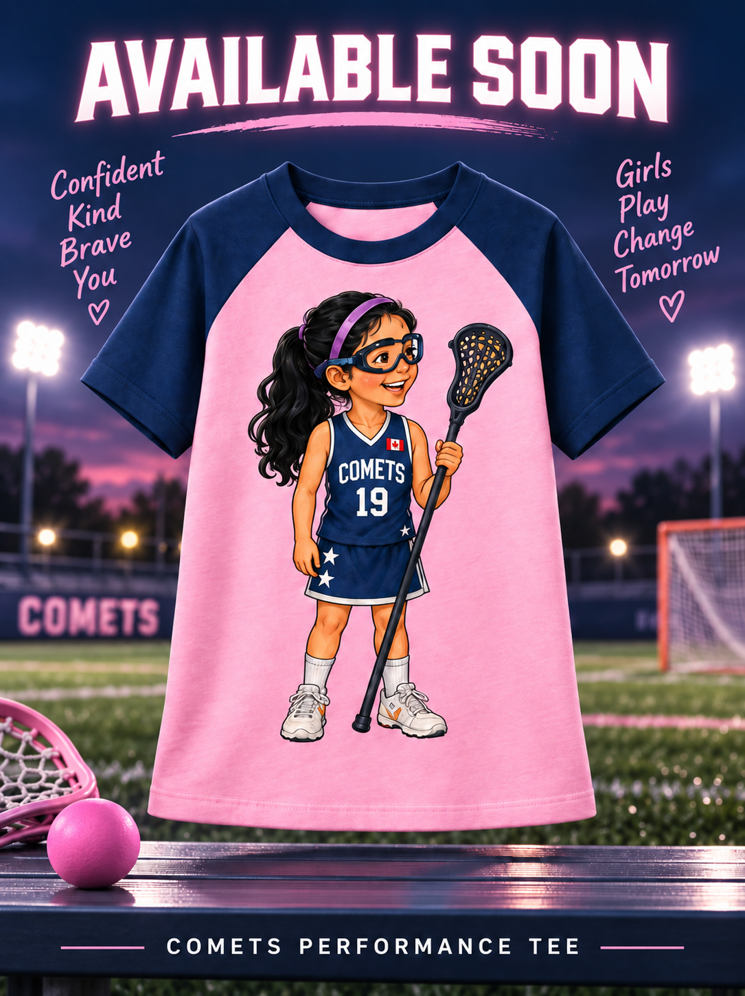 Lacrosse-themed I Just Want to Play hoodie and gear