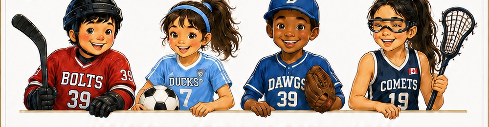 Cam, Paulina, Jayden, and Lauren together in their team jerseys